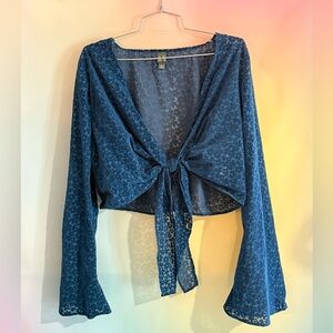 Wild Fable Starry Blue Tie-Front Blouse